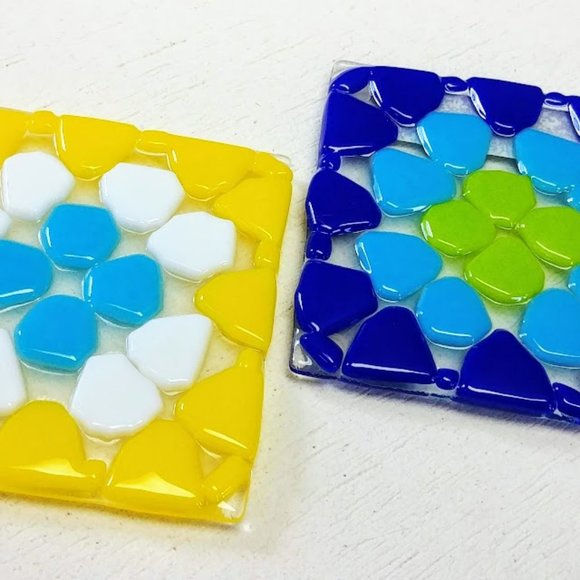 Fused Glass Granny Square Coasters - Picture 5 of 10